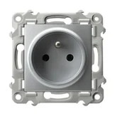 Gniazdka elektryczne - Ospel Gniazdo pojedyncze z/u SZAFIR - srebro - miniaturka - grafika 1