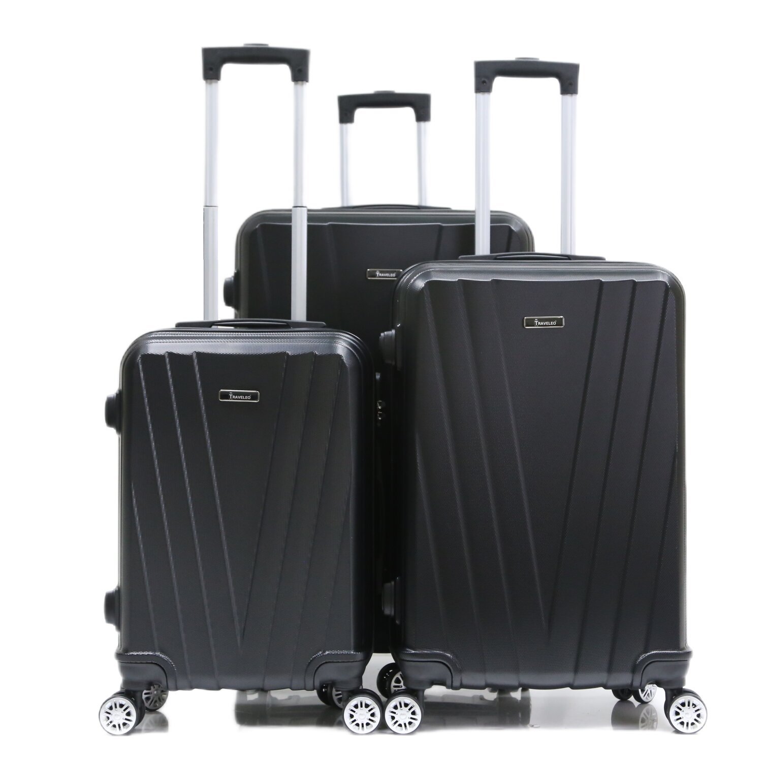 Walizka podróżna 3-częściowa z twardą skorupą Zestaw walizek Zestaw bagażu podręcznego Torba podróżna ABS-06 Czarny