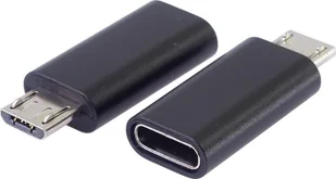 Adapter USB PremiumCord USB-C - microUSB Czarny kur31-20 - Adaptery i przejściówki - miniaturka - grafika 1