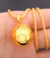 Wisiorki - Naszyjnik wisiorek piłka nożna złota football streetwear Y2K - miniaturka - grafika 1