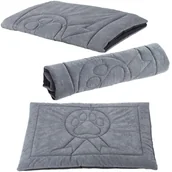 Legowiska dla psów - Legowisko mata dla psa Welsti szara medal łapa mikrofaza XL 130x90 wigofil - miniaturka - grafika 1