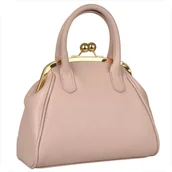 Torebki damskie - Damska torebka skóra naturalna zatrzask retro róż pudrowy - miniaturka - grafika 1