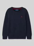 Swetry dla chłopców - Sweter z dzianiny z wyhaftowanym logo - miniaturka - grafika 1