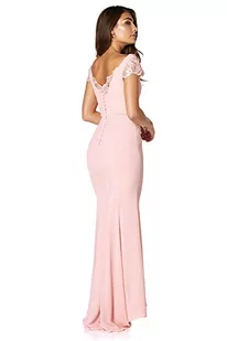 Jarlo London Scarlett szyfonowa sukienka maxi z guzikami z tyłu i koronkowymi rękawami, szyfonowa różowa, UK 10, Szyfon różowy, 36 - Sukienki - miniaturka - grafika 1