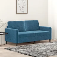 Sofy i kanapy - vidaXL Sofa 2-osobowa, niebieski, 140 cm, tapicerowana aksamitem - miniaturka - grafika 1
