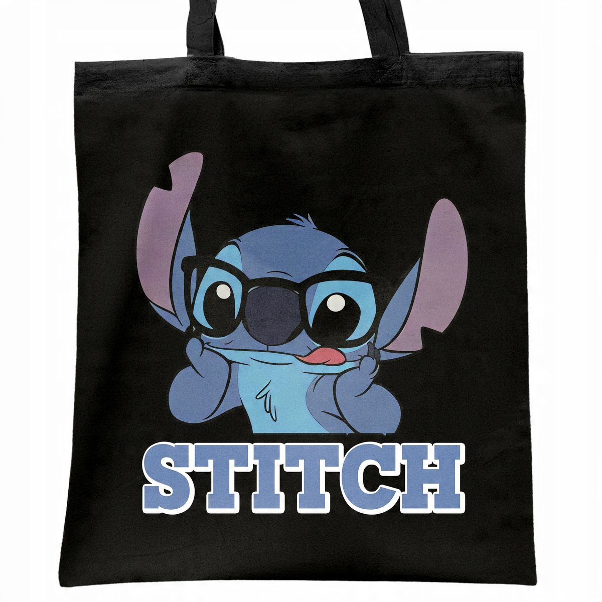 Torba bawełniana czarna na zakupy Stitch Lilo i Stich Dla Fanów