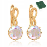 Kolczyki - Złote Kolczyki Stal Chirurgiczna 18K Wiszące Diamentowe Kryształki Cyrkonii - miniaturka - grafika 1