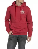 Bluzy męskie - Replay Męska bluza z kapturem, Chili Red 665, L - miniaturka - grafika 1