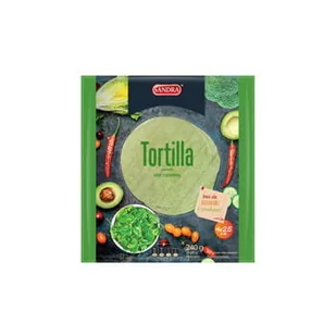 Tortilla pszenna o smaku szpinakowym SANDRA 25cm (4szt) 240g - Zdrowa żywność - miniaturka - grafika 1