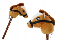 Skoczki dla dzieci - Bemi Hobby Horse Pluszowa Głowa Konia Na Kiju Dźwięk Galopu Jasno Brązowy - miniaturka - grafika 1