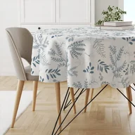 Obrusy i serwetki - Obrus okrągły WINTER wzór BN60 | Niebieskie zimowe gałązki średnica 150 cm - miniaturka - grafika 1
