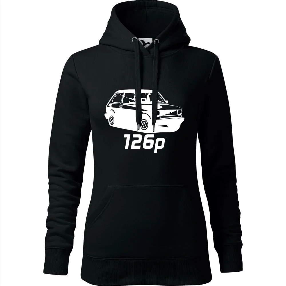 Damska Bluza Z Kapturem - Fiat 126p Czarny Xs