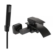 Baterie umywalkowe - Mexen Aries R77 bateria wannowa z zestawem prysznicowym, czarna - miniaturka - grafika 1