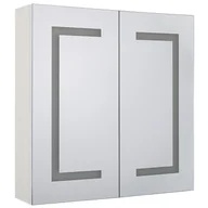Szafki łazienkowe - Beliani Szafka łazienkowa wisząca z lustrem LED 60 x 60 cm biała MAZARREDO - miniaturka - grafika 1