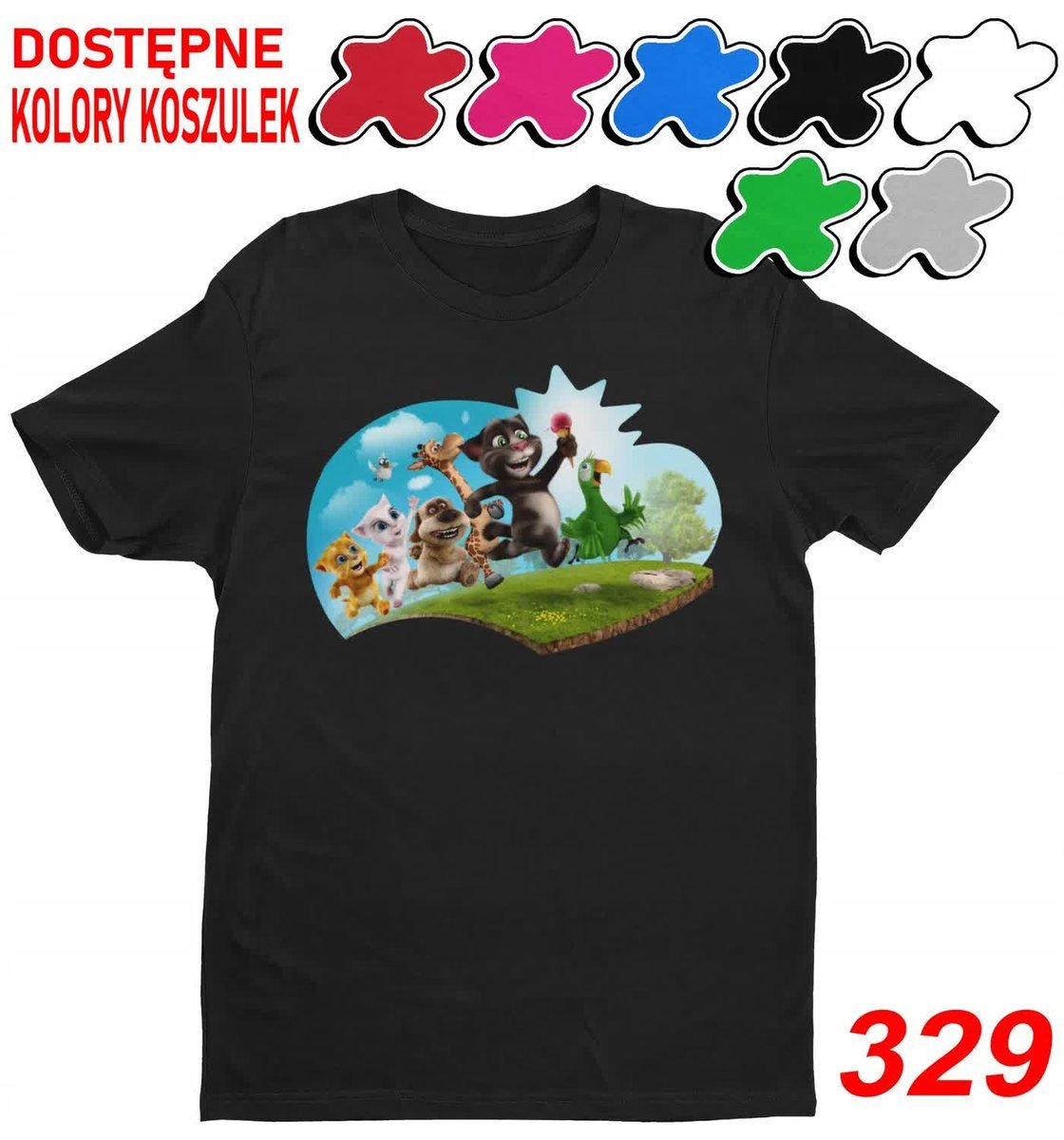Dziecięca Koszulka T-Shirt Z Nadrukiem Wybór Duży Talkin Tom Gry -M 134-140