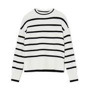 Swetry damskie - Cropp - Kremowo-czarny sweter w paski - Kremowy - miniaturka - grafika 1
