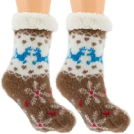 Skarpetki dla dzieci - HIPOALERGICZNE DZIECIECE CIEPŁE SKARPETKI ZIMOWE ANTYPOŚLIZGOWE 28-31 BRĄZ - miniaturka - grafika 1