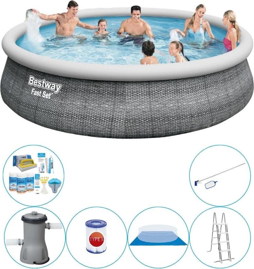 Basen Plus Akcesoria - Bestway Fast Set Rattan 457x107 cm - Okrągły Okrągły