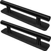 Zawiasy, okucia i inne akcesoria - Zestaw 2 czarnych, samoprzylepnych uchwytów meblowych ze stali nierdzewnej (15 x 2,5 x 3,5 cm) – nie wymaga wiercenia - miniaturka - grafika 1