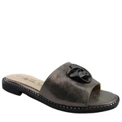 Klapki i japonki damskie - S.Barski KV51-007 klapki damskie z ozdobą comfort płaskie - miniaturka - grafika 1