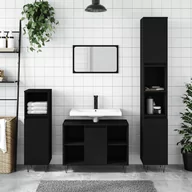 Toaletki - Szafka łazienkowa, czarna 30x30x100 cm, materiał drewnopochodny Lumarko! - miniaturka - grafika 1