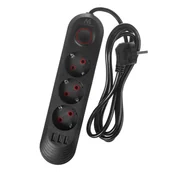 Listwy zasilające - Listwa zasilająca Maclean MCE394 B, przedłużacz 3gniazda + 3xUSB, 110-240V - miniaturka - grafika 1
