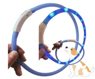 Obroże dla psów - Obroża dla psa LED świecąca regulowana USB 20-72 cm niebieska - miniaturka - grafika 1