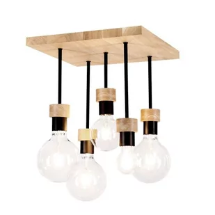 Britop Lampa wisząca CHANDELLE pięcio punktowa dąb olejowany czarny metal, 8424574 8424574 - Lampy sufitowe - miniaturka - grafika 1