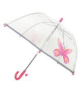 Parasole - SMATI Parasol dziecięcy – przezroczysty parasol w kształcie dzwonka – pierwszy fluorescencyjny parasol dla bezpieczeństwa Twojego dziecka, różowy motyl (Rosa Schmetterling) - miniaturka - grafika 1