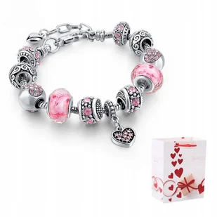 Bransoletka Srebrna Modułowa Różowa Beads Charms Regulowana 19 - 22 cm - Bransoletki Bransoletka Srebrna Modułowa Różowa Beads Charms Regulowana 19 - 22 cm - Bransoletki - miniaturka - grafika 1