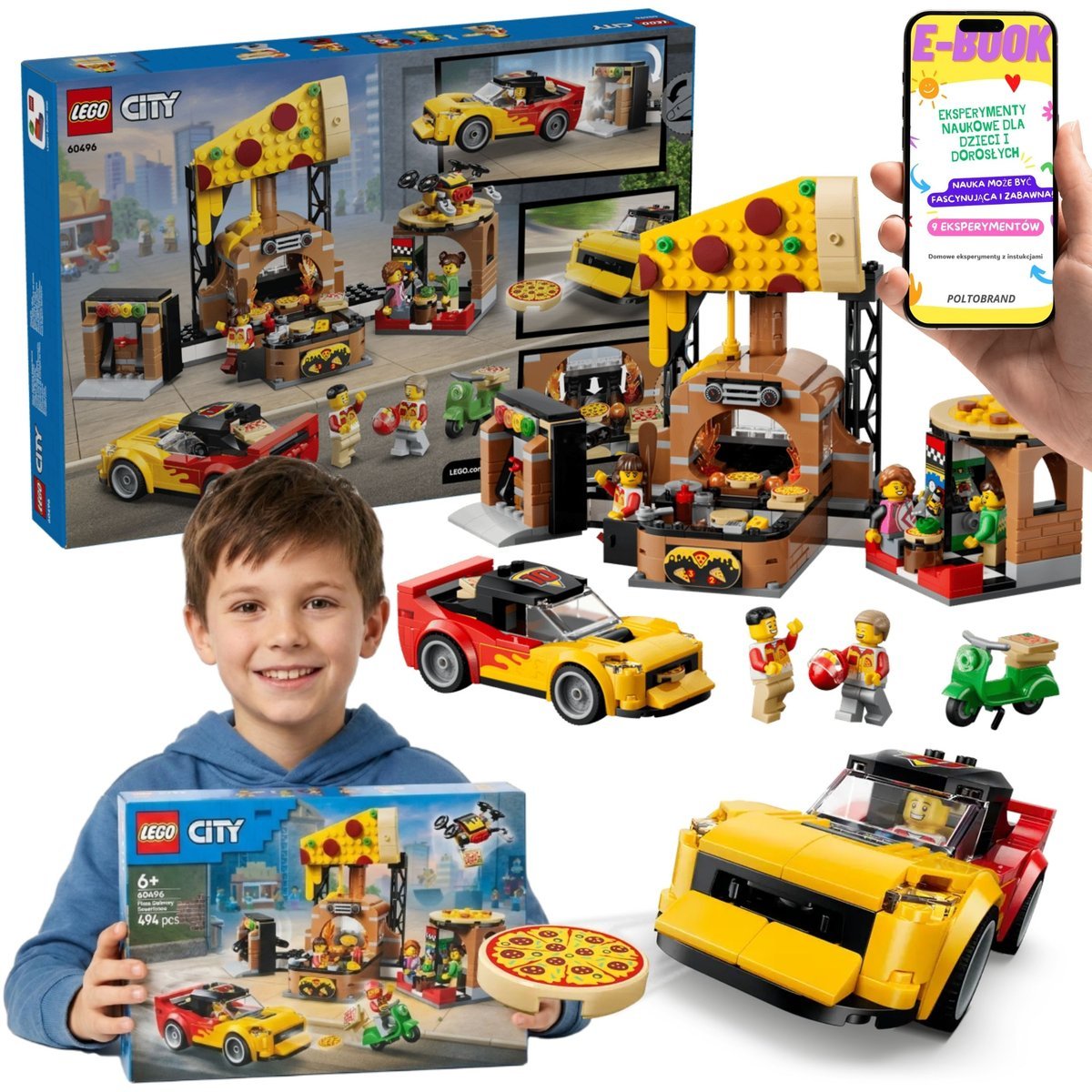 LEGO City Dostawa Pizzy z Pojazdami Pizzeria (60496) + E-BOOK