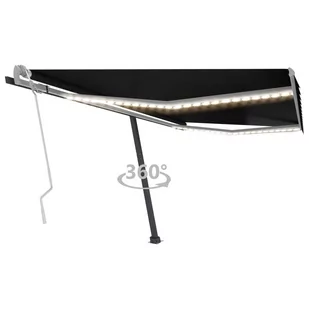 VidaXL Lumarko Ręcznie zwijana markiza z LED, 450 x 300 cm, antracytowa  3069764 VidaXL - Markizy - miniaturka - grafika 1