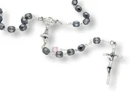Różańce - Różaniec kryształkowy HEMATYT IHS, Komunia, 6mm - miniaturka - grafika 1