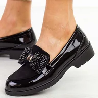 Półbuty damskie - Czarne półbuty damskie z kokardą S.Barski 319 - S.BARSKI - miniaturka - grafika 1