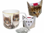Kubki - Carmani Carmani Kubek Koty bliźniaki + pudełko z ogonkiem (017-0021) - miniaturka - grafika 1