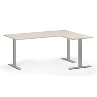 Biurka - Stół z regulacją wysokości, 3 silniki, 745 - 1215 mm, narożnik L/P, blat 1800 x 1400 mm, podstawa szara, brzoza - miniaturka - grafika 1