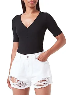 Koton Damskie szorty jeansowe z bawełnianymi kieszeniami, Destroyed, biały (000), 36 - Spodenki damskie - miniaturka - grafika 1