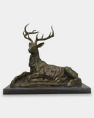 Figurki dekoracyjne - Leżący Jeleń Duża Rzeźba z Brązu - miniaturka - grafika 1
