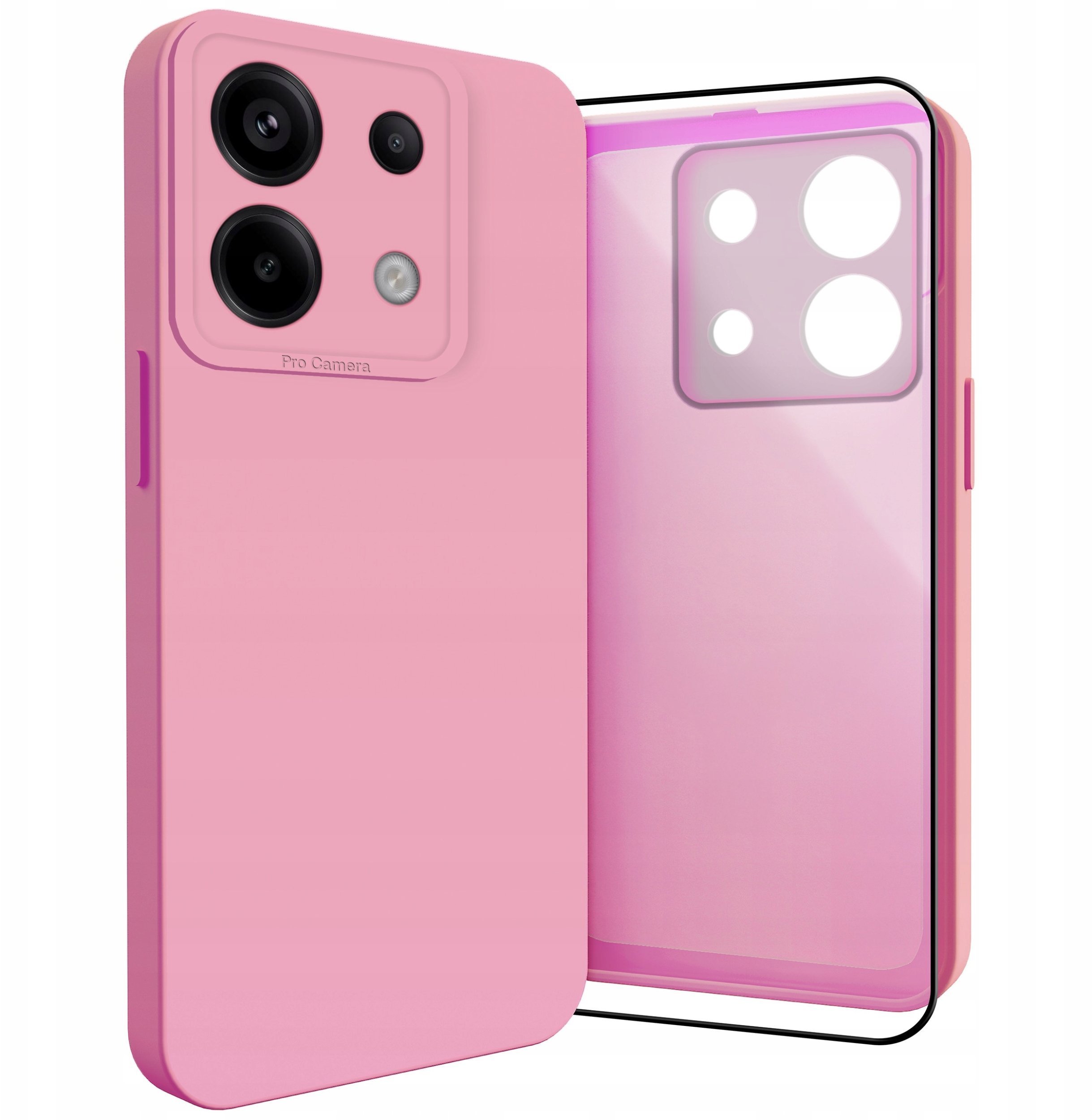 Etui do Xiaomi Redmi Note 13 4G Osłona Kamery, Różowe, Ochronne Szkło