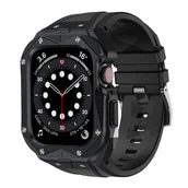 Akcesoria do smartwatchy - Kingxbar CYF140 2w1 pasek Apple Watch Ultra, SE, 8, 7, 6, 5, 4, 3, 2, 1 (49, 45, 44, 42 mm) z wbudowanym pancernym etui ze stali nierdzewnej czarny - miniaturka - grafika 1