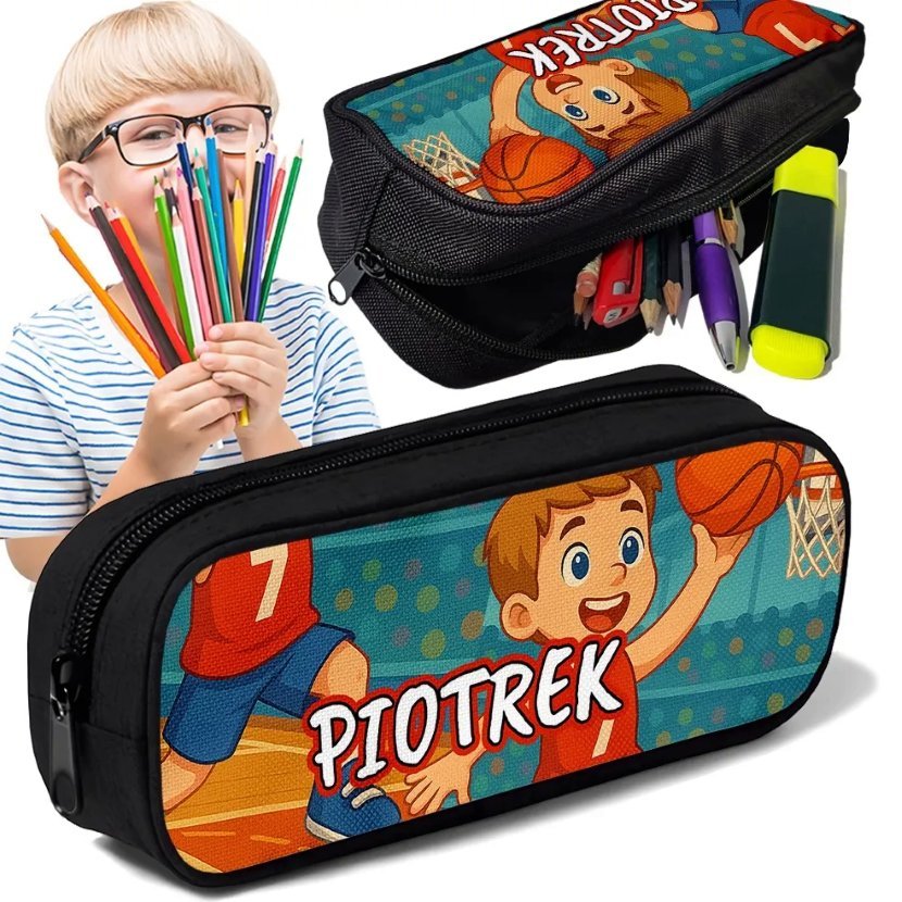 Piórnik TUBA + IMIĘ Koszykówka Sport Personalizowany Szkolny Prezent