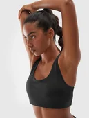 Biustonosze - Biustonosz treningowy z niskim wsparciem 4F 4FWAW24USBAF140-20S Czarny - miniaturka - grafika 1