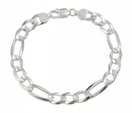 Bransolety męskie - Srebrna Bransoletka Męska Figaro 8,50 mm Soczewkowa pr 925 Grawer Gratis - miniaturka - grafika 1