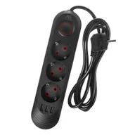 Listwy zasilające - Listwa zasilająca Maclean MCE394 B, przedłużacz 3gniazda + 3xUSB, 110-240V - miniaturka - grafika 1