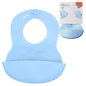 Śliniaki i fartuszki - Babyono Miękki Śliniak Z Kieszonką I Regulowanym Zapięciem Niebieski 6m+ - miniaturka - grafika 1