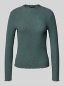 Bluzki damskie - Bluzka o kroju slim fit z długim rękawem i dodatkiem wiskozy model ‘LEMMA’ - miniaturka - grafika 1