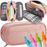 Piórniki - Piórnik Szkolny Saszeta do Szkoły dla Dziewczynki DUŻY Trzykomorowy Różowy - miniaturka - grafika 1