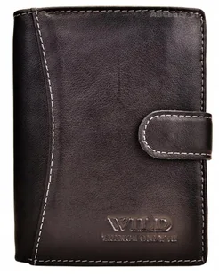 Czarny SKÓRZANY Portfel Męski na ZAPINKĘ Pionowy Młodzieżowy ELEGANCKI Wild - Portfele - miniaturka - grafika 1