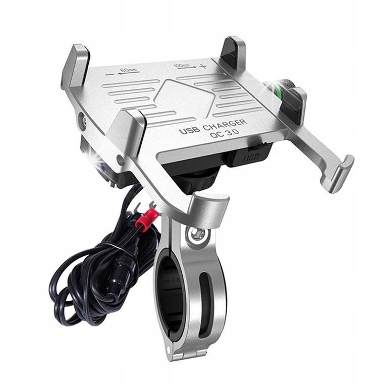 Uniwersalny aluminiowy uchwyt motocyklowy +USB QC