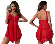 Bielizna nocna - SATYNOWA PIŻAMKA DAMSKA SEXI KOSZULA NOCNA KORONKA - miniaturka - grafika 1